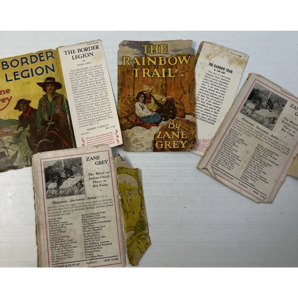 Zane Grey Books The Border Legion, The Rainbow Trail Vintage Western Adventure